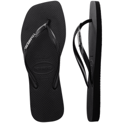 Women's Slim Square Logo Metallic Flip Flops