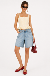 Button Front Peplum Top