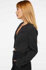 Button-Front Cropped Blazer
