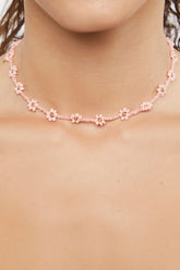 Beaded Floral Chain Necklace