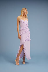 Asymmetrical Ruffle Maxi Dress