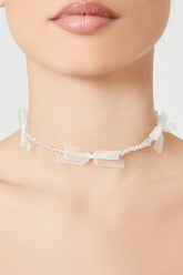 Beaded Bow Choker Necklace