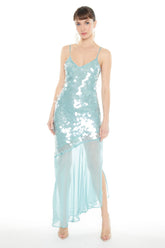 Asymmetrical Sequin Midi Dress