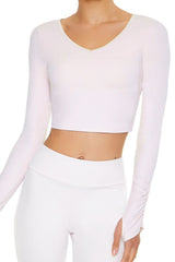 Active Ruched Thumbhole Crop Top