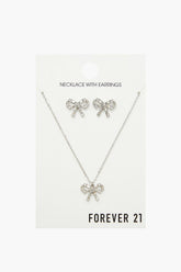 Bow Necklace & Stud Earrings Set