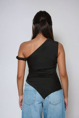Asymmetrical One-Shoulder Ruched Top