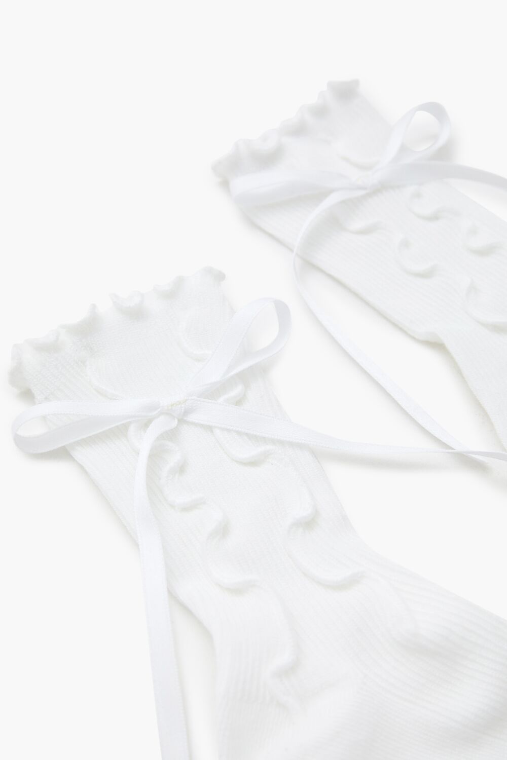 Bow Lettuce-Edge Crew Socks