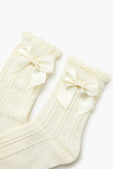 Bow Cable Knit Crew Socks