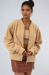 Boucle Zip-Front Bomber Jacket