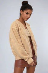 Boucle Zip-Front Bomber Jacket
