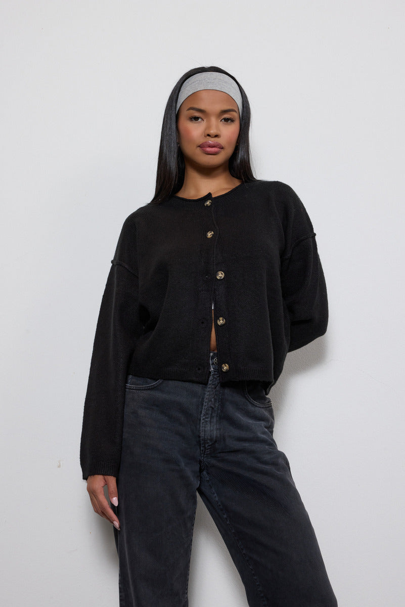 Button-Front Knit Cardigan
