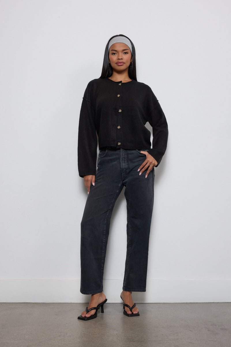 Button-Front Knit Cardigan