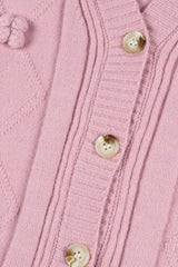 Bow Applique Cropped Cardigan Sweater