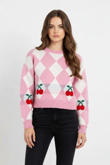 Argyle Cherry Knit Sweater
