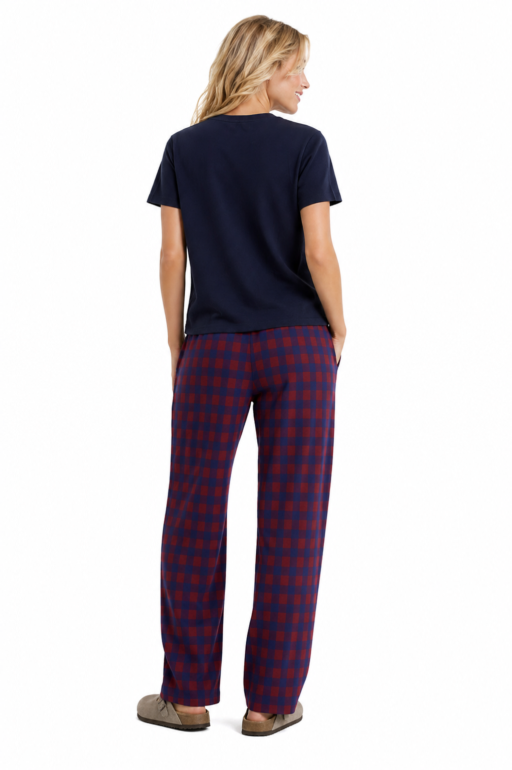 Bow Tee & Plaid Pants Pajama Set