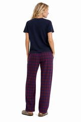 Bow Tee & Plaid Pants Pajama Set