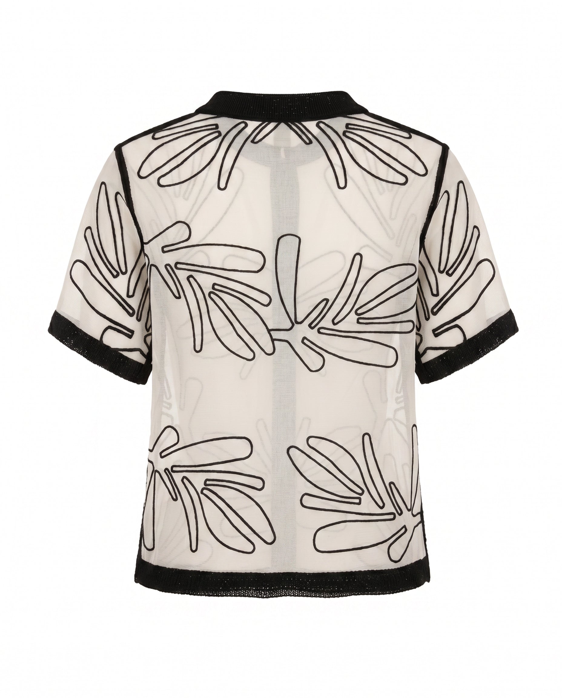 Abstract Leaf Crochet Button Down Shirt