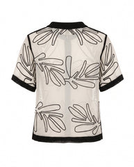 Abstract Leaf Crochet Button Down Shirt