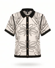 Abstract Leaf Crochet Button Down Shirt