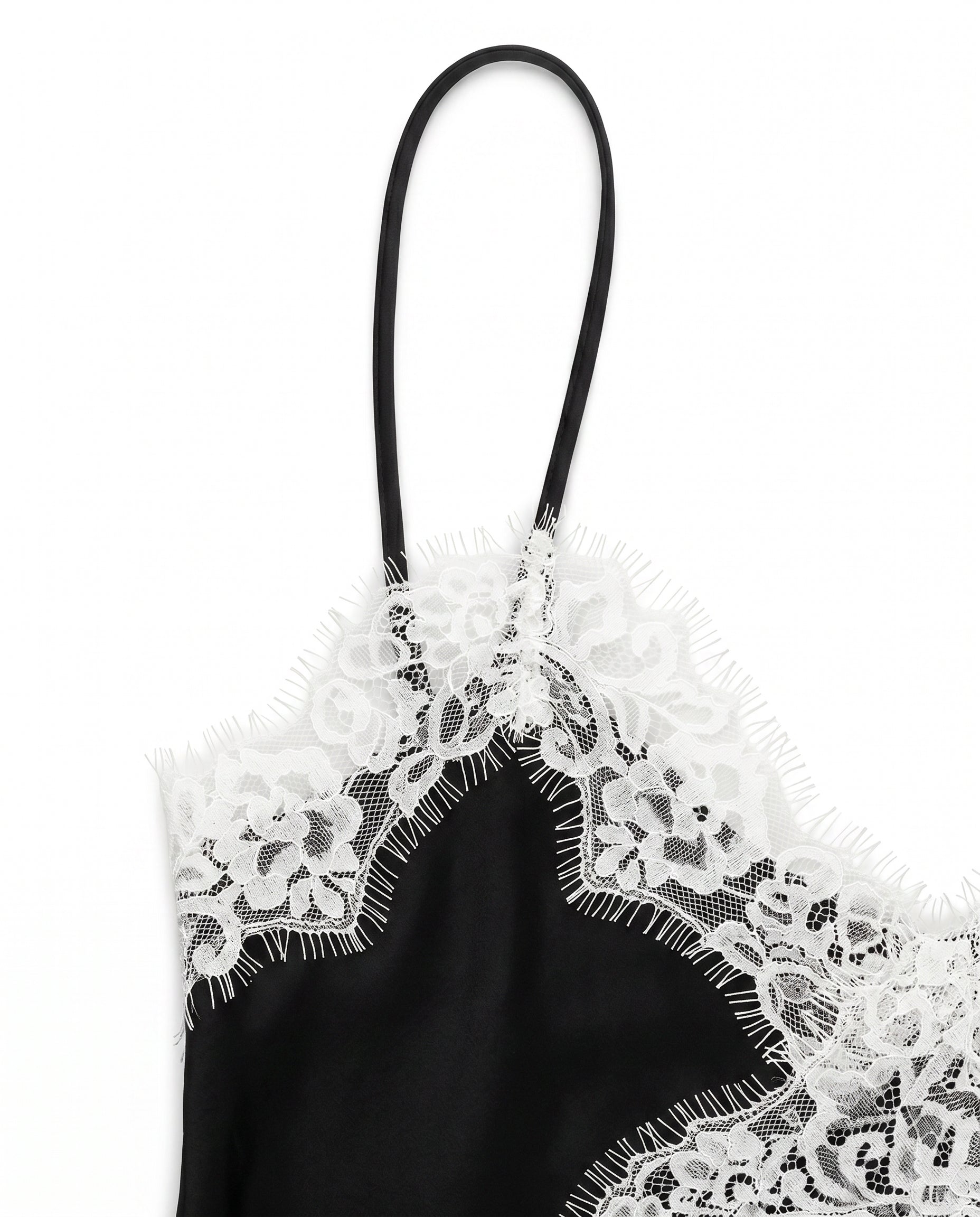 Asymmetrical Lace Trim Satin Cami Top
