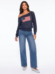American Flag Open-Knit Sweater
