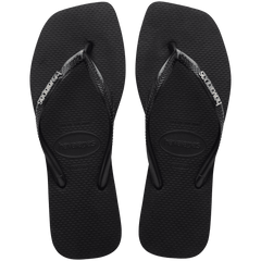 Women's Slim Square Logo Metallic Flip Flops