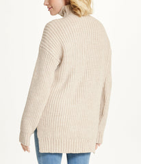 Bejewelled Cable Mock Neck Sweater