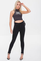 Butterfly Mock Neck Crop Top