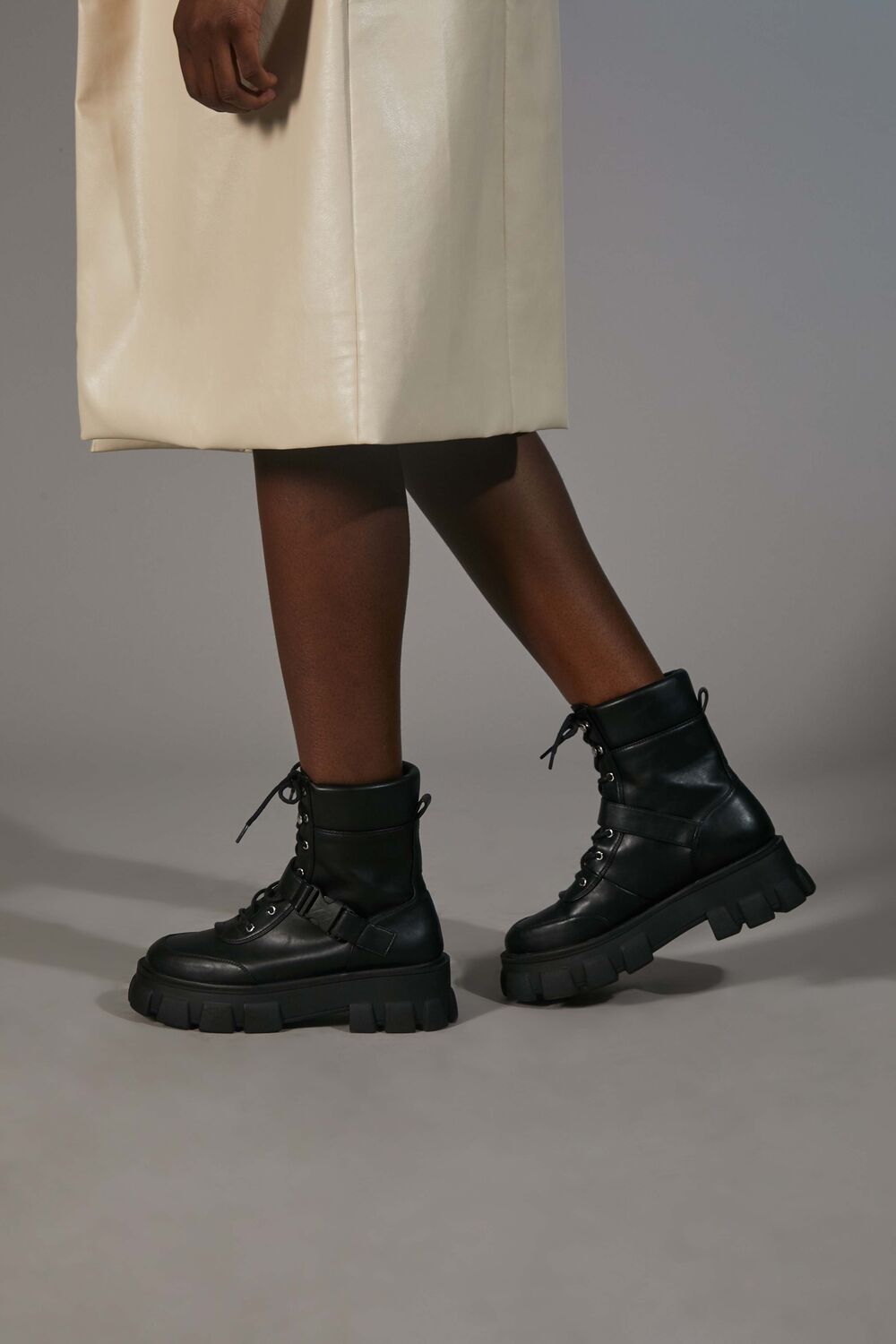 Buckle Faux Leather Booties