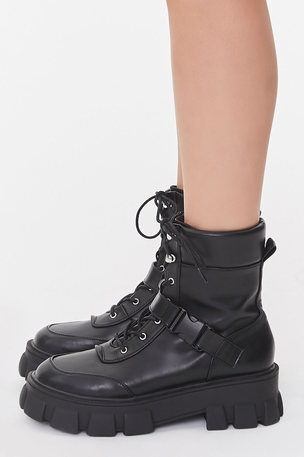 Buckle Faux Leather Booties