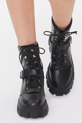 Buckle Faux Leather Booties