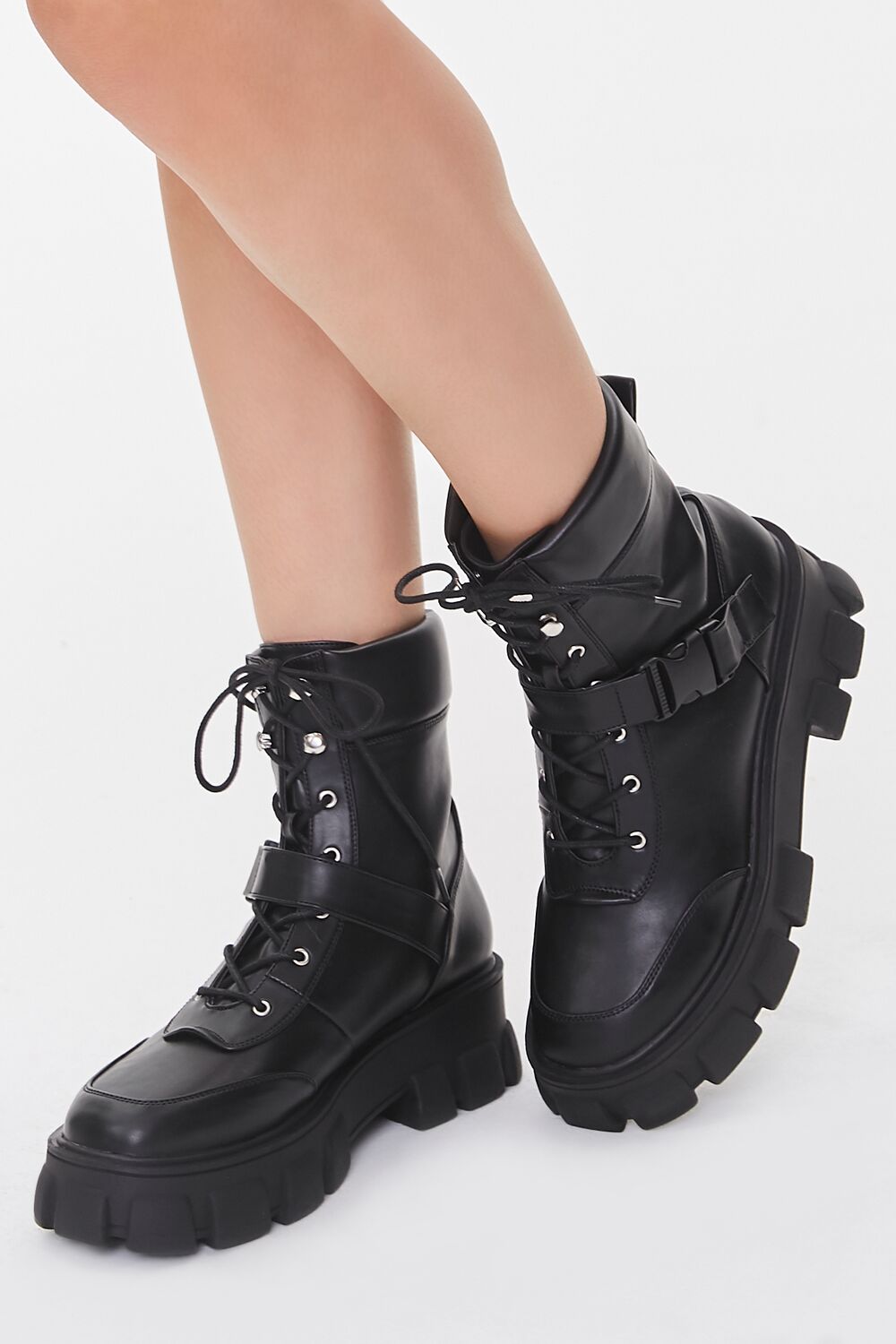 Buckle Faux Leather Booties