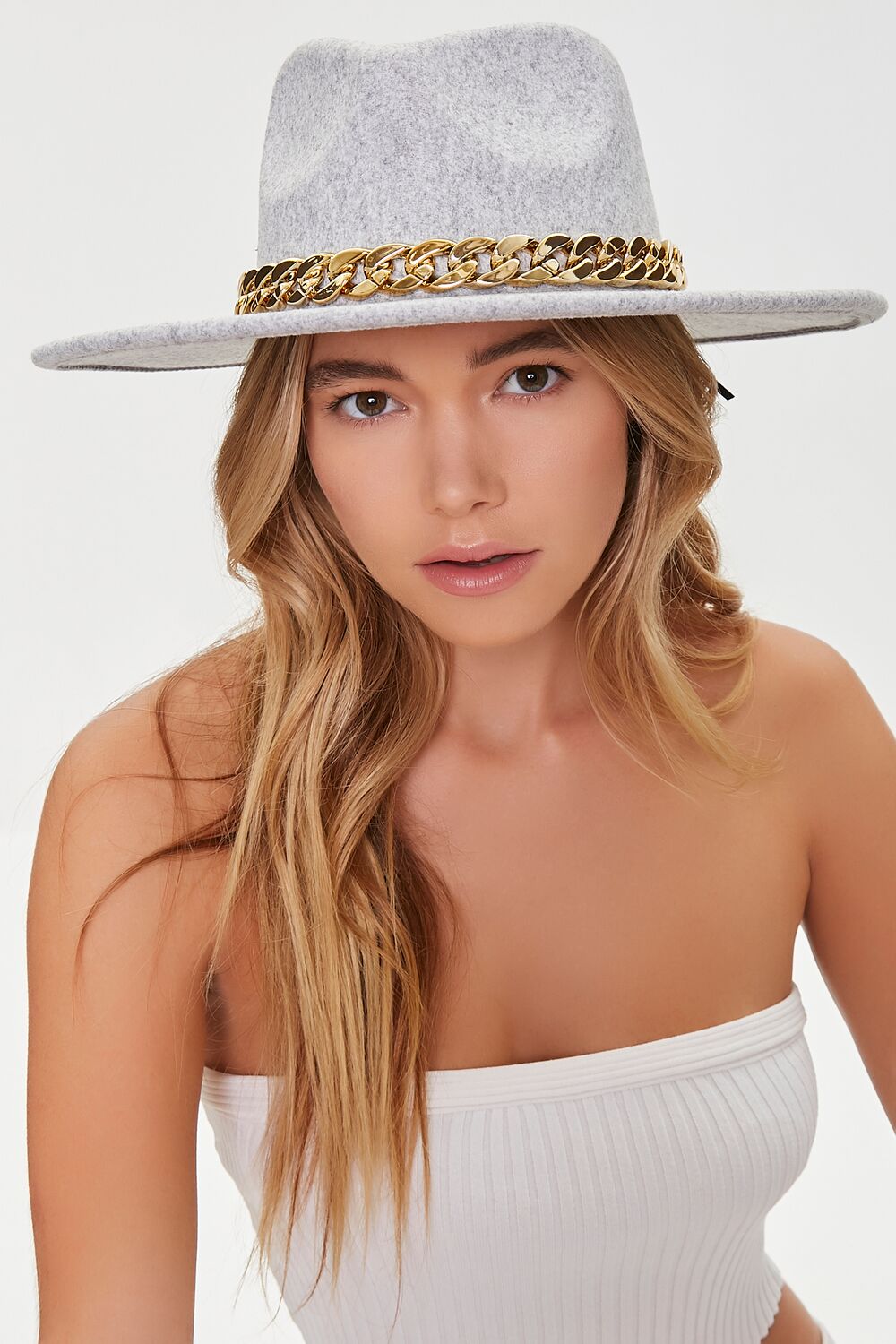 Brushed Curb Chain-Trim Cowboy Hat