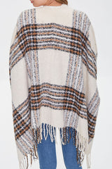 Brushed Plaid Fringe Poncho