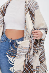 Brushed Plaid Fringe Poncho