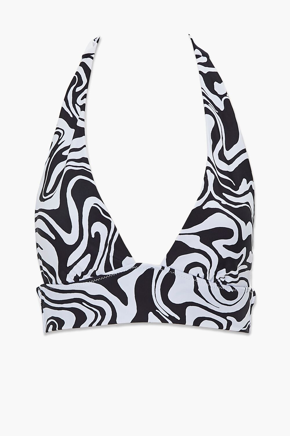 Abstract Print Halter Bikini Top