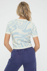 Abstract Print Sweater-Knit Top