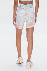 Active Floral Print Biker Shorts