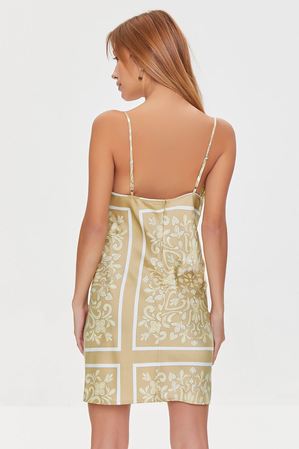 Baroque Print Satin Mini Dress
