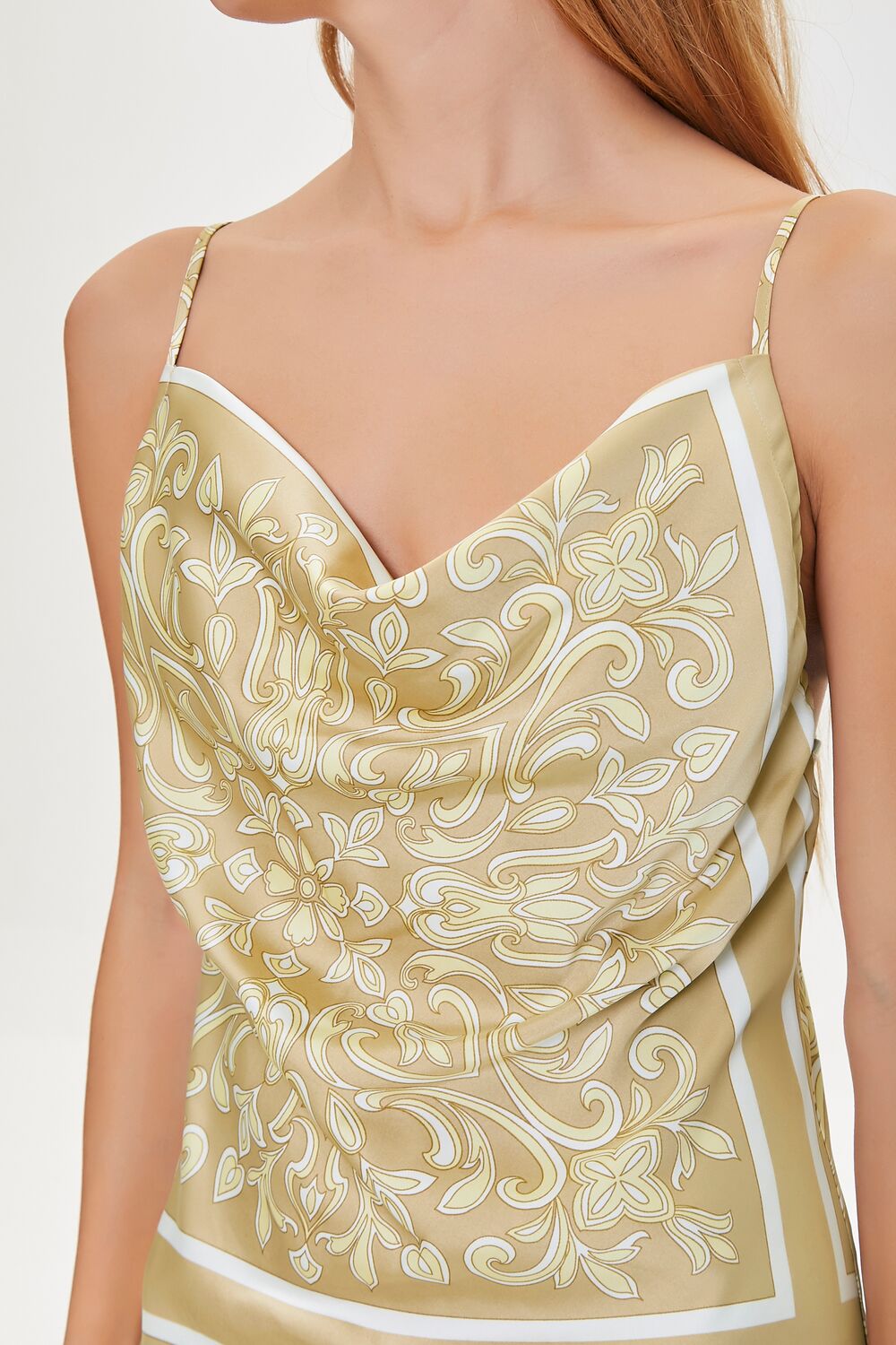 Baroque Print Satin Mini Dress