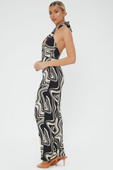 Abstract Print Cutout Jumpsuit