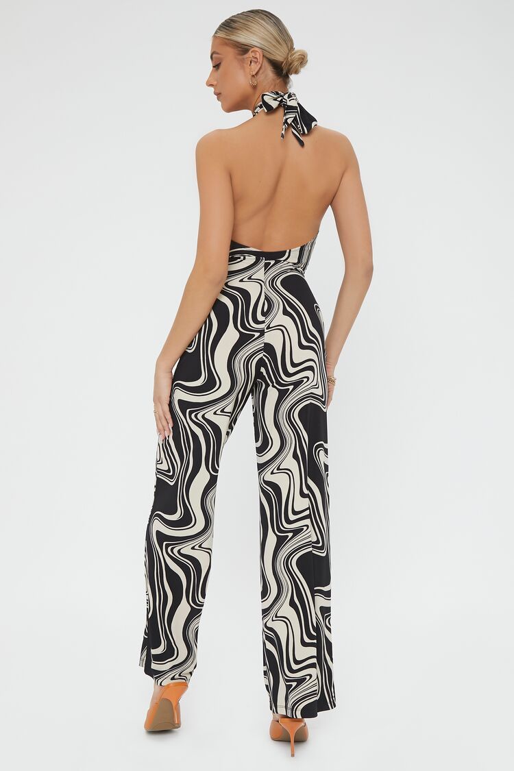 Abstract Print Cutout Jumpsuit