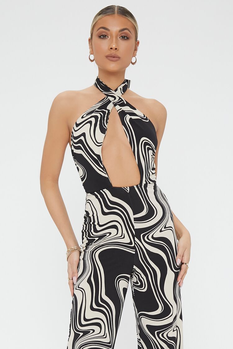 Abstract Print Cutout Jumpsuit