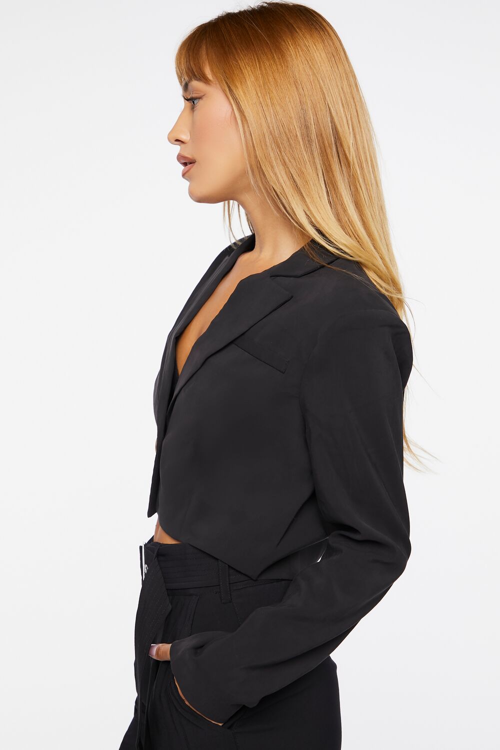 Button-Front Cropped Blazer