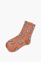 Butterfly Print Crew Socks
