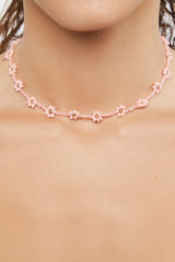 Beaded Floral Chain Necklace