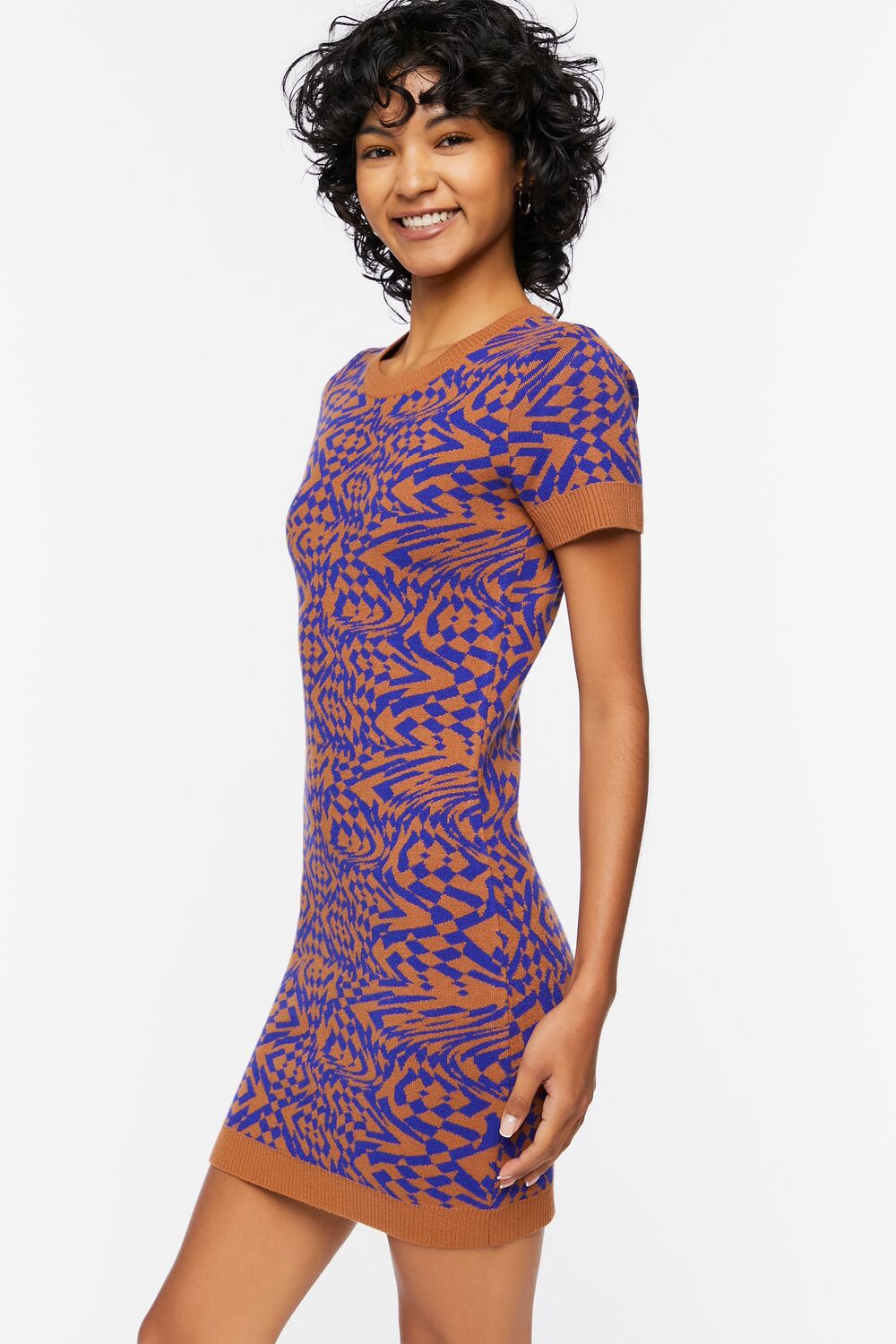 Abstract Sweater Mini Dress