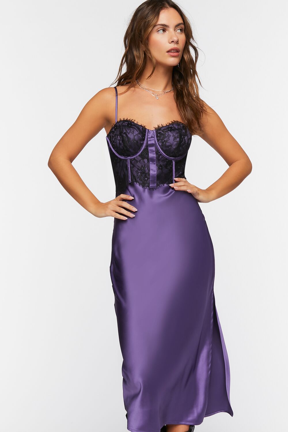 Bustier Satin Slip Midi Dress