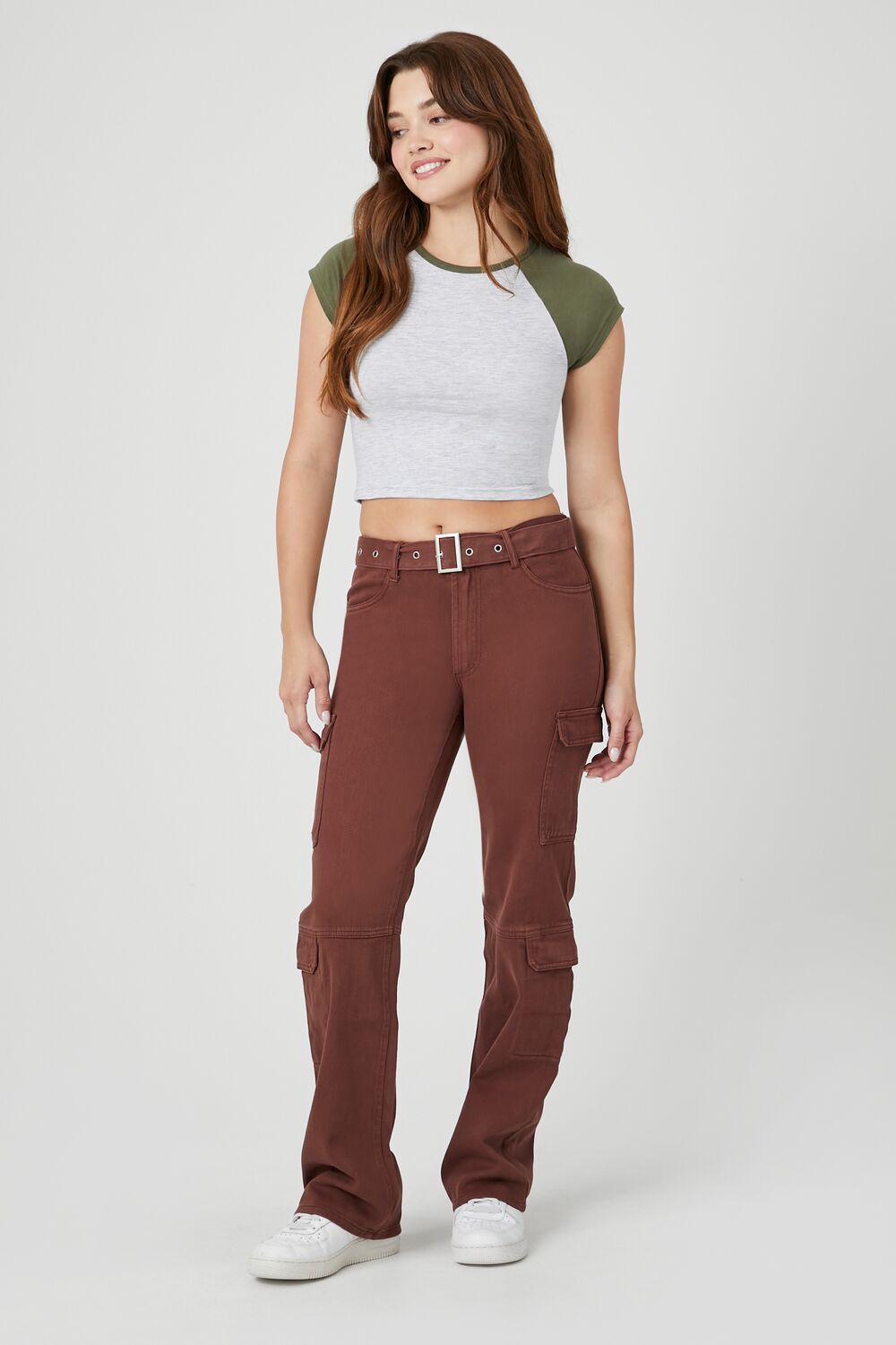 Belted Denim Cargo Jeans