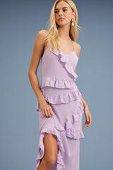 Asymmetrical Ruffle Maxi Dress